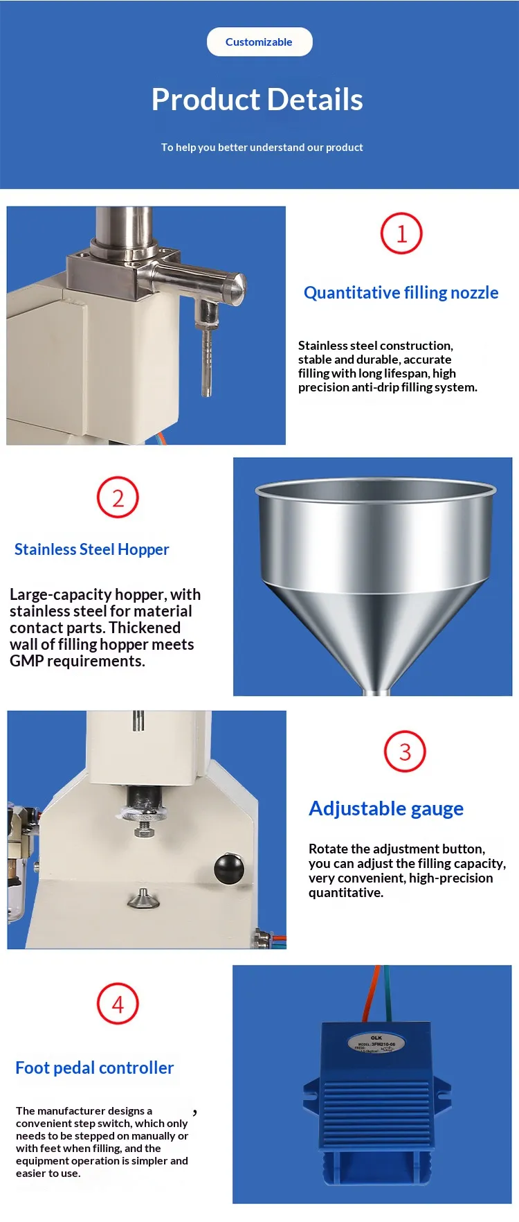 Pneumatic Paste & Liquid Filling Machine | 15-100ml Manual/Semi-auto Tabletop Bottle Filler - Image 7